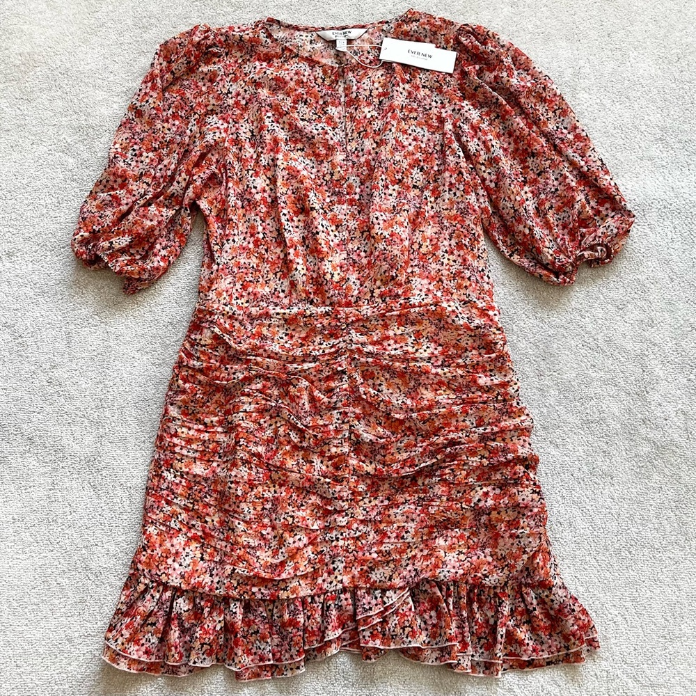 EVER NEW NWT Kylie Ruched Mini Dress Floral Romantic Dainty Feminine Pretty - Picture 9 of 9